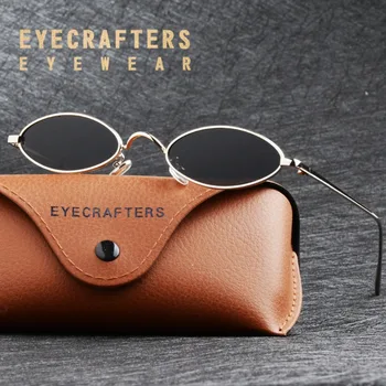 Eyecrafters Vintage Ženy Značky Designer Cat Eye Brýle Módní Ženy Gold Black Steampunk Retro Malé Kulaté Oválné Sluneční Brýle