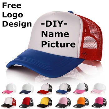 Factory cena! Zdarma Vlastní LOGO Design Osobnosti DIY Trucker Hat Baseball Cap Muži Ženy Prázdné Mesh Adjustable Hat Dospělé gorras