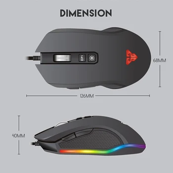 FANTECH X5 Herní Myš 4800 DPI RGB Drátová Myš USB 6 Tlačítko Makro Pro PUBG UO FPS Myš Gamer Počítačové Myši