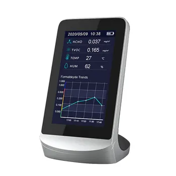 Formaldehyd Detektor Vnitřní Multi-funkce Vzduchu Detektor Tvoc Monitor 4,3 Palcový Desktop Portable Air Quality Monitor