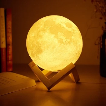Foxanon Dotykový Senzor Noční Světlo Svítilna USB 3D Tisk Měsíc svítí Ložnice Romantické Stolní Lampy 2/16 Změna Barvy Domů MJ1026