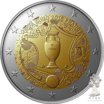 Francie 2016 Eur 2 Pamětní Mince Fotbal Unc Real Pravé Originální Mince,comemorative Sbírku Mincí