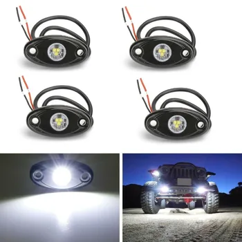 Fuleem 4KS 9W Vodotěsné LED Rock Light Kit Dekorativní světlo pro ATV, SUV, Offroad Auto Truck Lodí Podvozku
