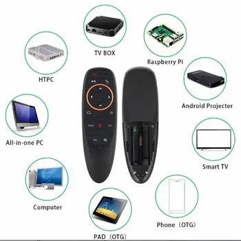 G10 Hlas Dálkové Ovládání, ABS Plast Silikon 2,4 G Bezdrátové Vzduch Myš, IR Učení pro Android tv box, 1 Sada