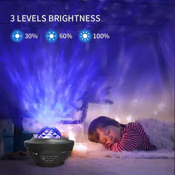 Galaxy Hvězdná Noc Lampa LED Star Projektor Noční Světlo Ocean Wave Projektor s Hudbou Bluetooth Dálkové Ovládání Děti Dárek Nové