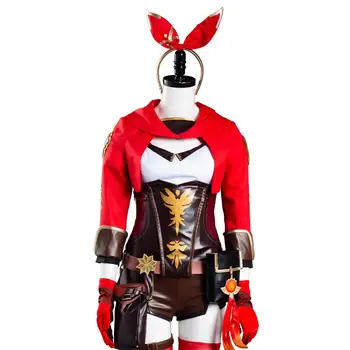 Genshin Dopad Amber Cosplay Kostým Kombinéza Oblečení, Halloween, Karneval, Kostým