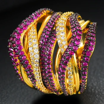 GODKI Monaco Luxusní Design Prohlášení Stohovatelné Prsten Pro Ženy, Svatební Kubický Zirkon Zásnubní Dubaj Punk Svatební Nejvyšší Prsteny