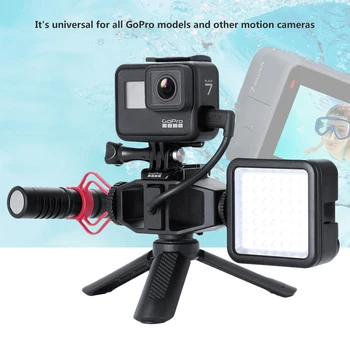 GoPro Vlog Držák, Mikrofon, LED Světlo Adaptér 2 Cold Shoe Mount Univerzální 1/4 Šroub, Stativ, Příslušenství