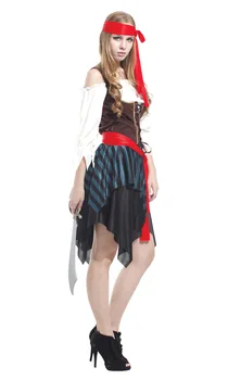 Halloween Cosplay Kostýmy Žena Pirát Jevištní Výkon Šaty Vánoční Role Play Disfraz Párty Ropa pro Dospělé