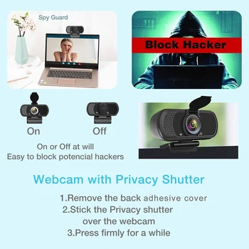 HD Wecam 1080P PC, Notebook, Stolní Počítač, Web Kamera s Mikrofonem USB Webcam pro Zoom/Skype Video Konference s Krytem