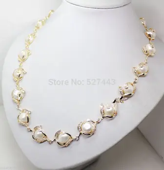 Hez Krásné Dámské Svatební Velkoobchodní zdarma hot prodej>>>>>Módní Šperky 18 k gp Bílé barokní perly řetězy náhrdelník 18
