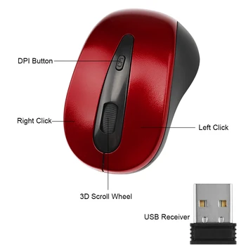 Horké! Bezdrátový USB Mouse1600DPI Nastavitelný Přijímač Optická Počítačová Myš 2.4 GHz Ergonomické Myši Pro Notebook, PC Myš
