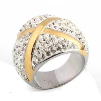 Hot Produkty Z Nerezové Oceli Prst Prsten Zlaté Barvy X Krystalu Prsten Šperky