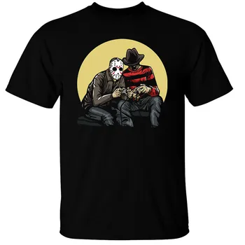 Hráči T-Shirt Pánské Vtipné Jason Freddy Halloween Geek, Nerd Počítač Horor Volný Velikost Top Ajax Tričko