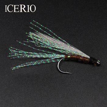 ICERIO 12KS Bílé Rainbow Crystal Flash Pstruh Fly Rybářské návnady #7