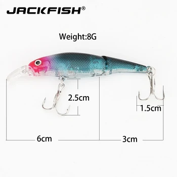 JACKFISH 2 Úseky Swimbait Realistické 3D Oči Rybářské návnady S 6# Výšek Háčky Těžké Návnady Umělé Návnady Rybářské potřeby