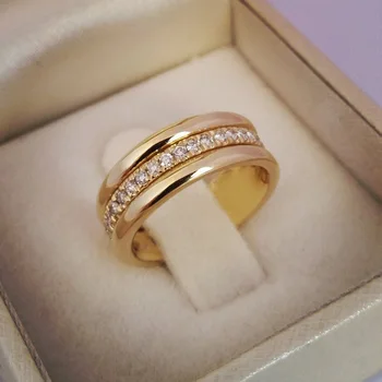 Jednoduchý Pozlacený dámský Prsten Bílé Modré Zirkony Snubní Zásnubní Večírek Prsteny Jemné Šperky zásnubní Prsten Výročí Dárky