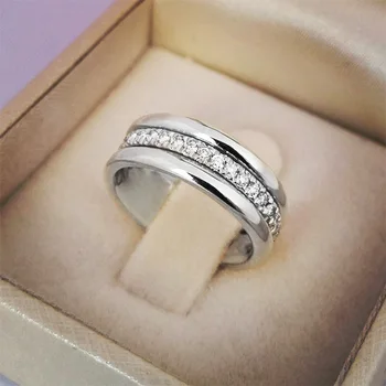 Jednoduchý Pozlacený dámský Prsten Bílé Modré Zirkony Snubní Zásnubní Večírek Prsteny Jemné Šperky zásnubní Prsten Výročí Dárky