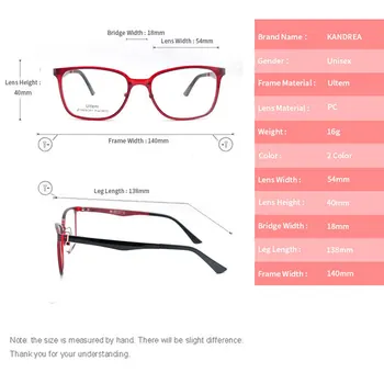 KANDREA 2020 Letní Ultem Brýle Klasický Design Square Frame Brýle Ženy Muži Optické Brýle Rámy Trendy Brýle