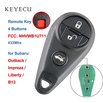 Keyecu NHVWB1U711 Dálkové klíčenky 4 Tlačítka 433Mhz pro Subaru Impreza 2009 2010 2011 2012 2013 Forrester Legacy Outback 2011-2013
