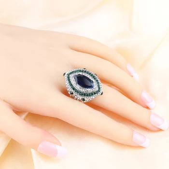 Kinel Luxusní 3ks Vintage Svatební Šperky Sady Pro Ženy 2017 Módní Stříbrná Barva Velký Krystal Prsteny, Náušnice A Náhrdelník
