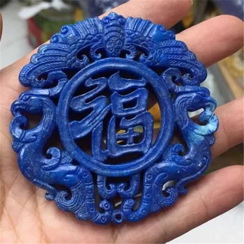 Kouzlo Klasické Tradiční Čínské Starověké Vinobraní Vzor Modrý Kámen Královské Modré Korálky Střapcem Přívěskem Náhrdelník Hematit Řetěz