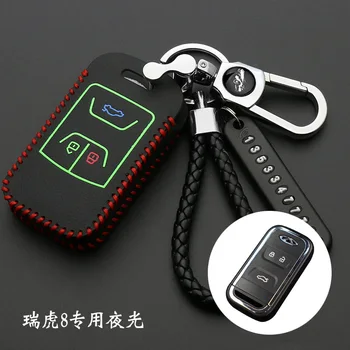 Kožená Taška Pro Chery Tiggo Arrizo Smart Remote Klíč 3 Tlačítka Případě, Že Držitel Interiéru Vozu Příslušenství