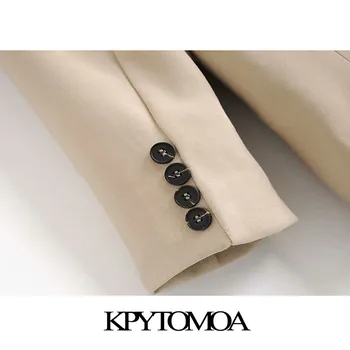 KPYTOMOA Ženy 2020 Módní Kancelářské Oblečení jedno Tlačítko Blejzry Kabát Vintage Dlouhý Rukáv Kapsy Ženy Oblečení Elegantní Topy
