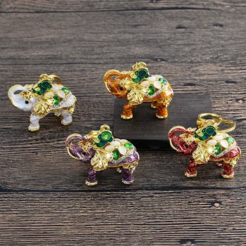 Kreativní 3D Smalt Slon Klíčenka Řemesla přívěšek na Klíče Móda Kroužek na Klíče Crystal Animal Taška Přívěsek na Klíče Jedinečné Šperky