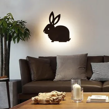 Kreativní LED Králík Nástěnné Svítidlo dřevěný Noční Nástěnné svítidlo Jednoduché, Moderní Dívky Pokoj Bunny Nástěnné Svítidlo Dřeva Pro Ložnice