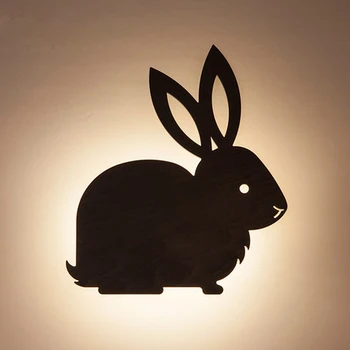 Kreativní LED Králík Nástěnné Svítidlo dřevěný Noční Nástěnné svítidlo Jednoduché, Moderní Dívky Pokoj Bunny Nástěnné Svítidlo Dřeva Pro Ložnice