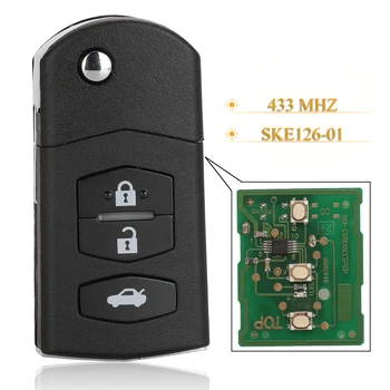 Kutery 3 Tlačítka Náhradní Smart Remote Auto Klíče Fob 433Mhz Pro Mazda 2 3 5 6 MX5 CX7 (SKE126-01)