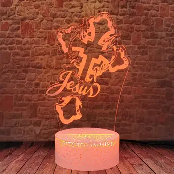 Kříž Ježíše 3D Noční Světlo LED USB Dotykový 7 Změna Barvy Iluzi, Stůl, Stolní Lampa Ložnice Chirst Domů Nazaretský Dítě Hračky