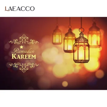 Laeacco Fotografické Pozadí Vintage Lucerna Puntíky Šťastný Ramadan Kareem EID Festivaly Plakát Foto Pozadí Photostudio