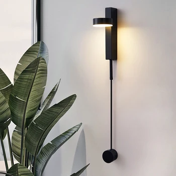 LED Nástěnné svítidlo s Knoflík Přepínače Stmívatelné nástěnné světlo Moderní Domácí Osvětlení Nastavitelná 9W Černá Pro Domácí Schodiště, Ložnice, Lůžka
