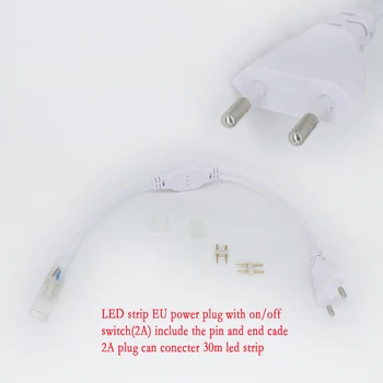 LED Pás, Konektor s vypínačem pro SMD5050/SMD3014 RGB LED Strip Světlo Napájení EU Plug konektor S 2 Piny LED pásky Voděodolný AC220V
