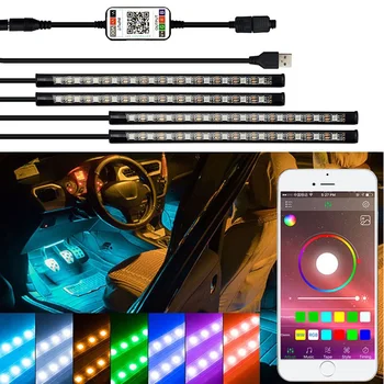 LED pásek RGB Remote Control Auto Dekorativní Atmosféru Světla Pro Hyundai Tucson 2017 Creta Kona IX35 Solaris Přízvuk I30 Santa Fe
