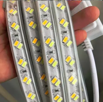 LED pásky CCT studená bílá a Teplá bílá 120leds/m 220V 5730 Barva teplota Duální IP68 Stmívatelné flexibilní pásky světla