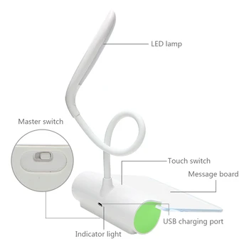 LED Stolní Lampa Novinka Ochrana Očí USB Dobíjecí Stolní Lampa, Světlo na Čtení Dotykový Spínač nástěnku Světlo 3 Režim Stmívání