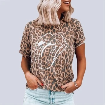 Leopard T-shirt Ženy Krátký Rukáv 2020 Nové Módní Topy Trička Ženy Oblečení Letní Tričko Ležérní Ženy Topy Tee