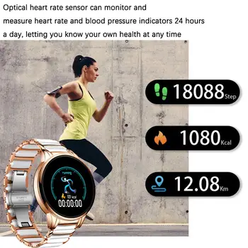 LIGE Luxusní Chytré Hodinky Ženy Vodotěsné Sportovní Fitness Tracker Pro Android, ios Reloj inteligente Keramické Řemínek chytré hodinky Muži