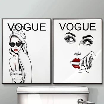 Linka Fashion Moderní Vogues Skici Postav Domácí Dekoraci Obrazy plakáty a Tisky Plátno Umění Zdi Obraz, Umění Černé, Bílé