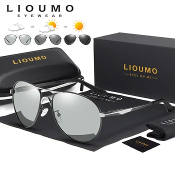 LIOUMO Značky Design Classic Pilot Kovový Rám Mužské sluneční Brýle, Ženy, Polarizované Řízení Samozabarvovací Brýle zonnebril heren