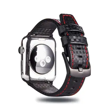 Luxusní Popruh pro Apple watch 5 pásmový 44mm 40mm iWatch kapely 42mm 38mm Uhlíkové vlákno+Kůže watchband náramek pro řadu 6 SE 4 3