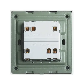 Luxusní Push Tlačítko Zdi Vypínač 2 Gang 2 Způsob, jak Světlo Switch Interruptor Kartáčovaného Dřeva Panel 10A, AC 110~250V