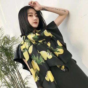Luxusní Značka 2019 Evropě Style Černý Citron Tisku Ženy Hedvábný Šátek Elegantní Šátek Na Jaře Teplou Opalovací Krém Měkké Hedvábí Šátek