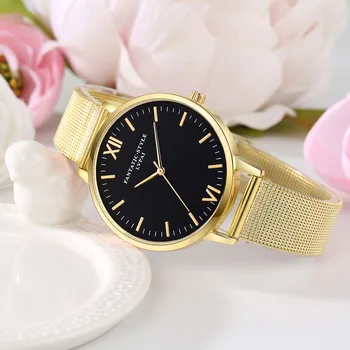 Luxusní značky dámské hodinky 2019 rose gold Hodinky retro jednoduché Quartz náramkové Hodinky Hodiny Dámské Šaty Hodinky zegarki damskie A2