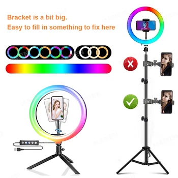 MAMEN 10 palcový RGB Prsten Světelný stativ LED prstencové Světlo Selfie Prsten Světlo s podstavcem 18 barev RGB video světlo Pro Youtube Tik Tok