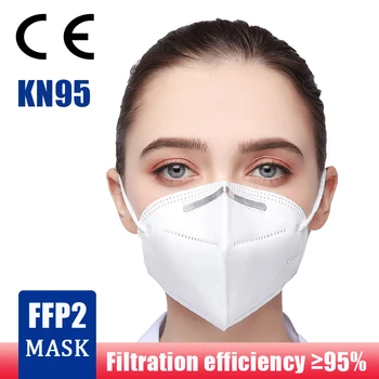 Maska KN95 95% Filtrace FFP2, CE Úst Maska na Obličej 5-vrstva Ochrana Respirátor Třmenu Meltblown PM2.5 Non-Tkané Mascarillas