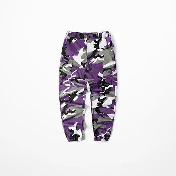 Maskovací Vojenské Kalhoty BDU 2018 Streetwear Kapsy Armádní Nákladní Maskáče Hip Hop Streetwear Violet Camouflage Běžci Kalhoty